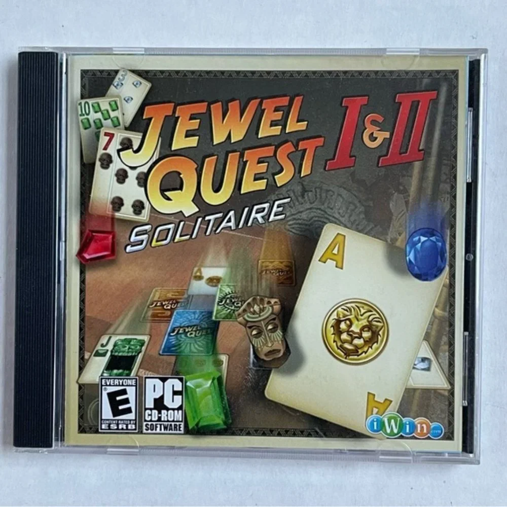 Jewel Quest Solitaire I and II PC Games CD ROM E ESRB iWin Games Holiday Gift
